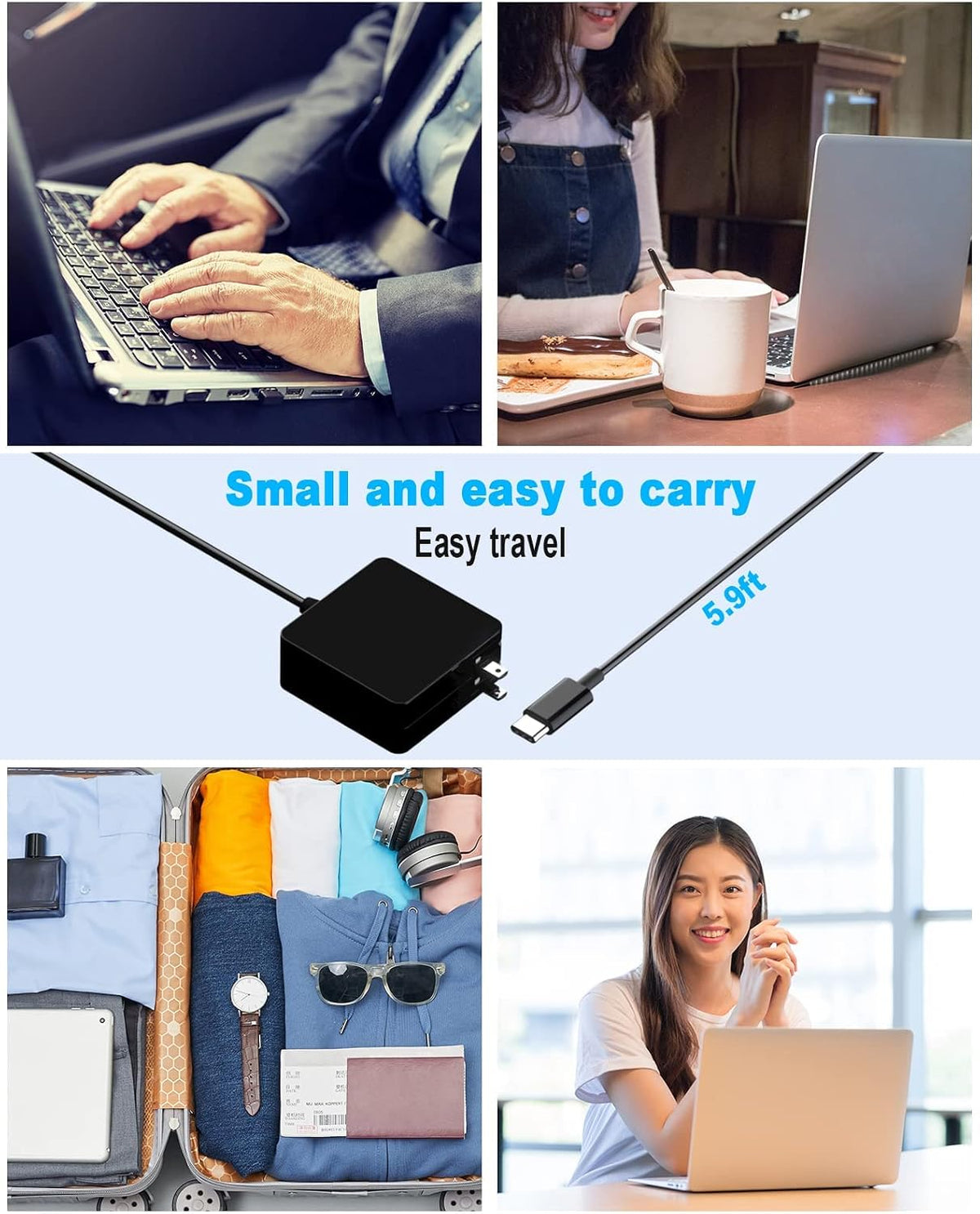 65W USB C Power Adapter, Fiattigear Type C Power PD Wall Fast Charger