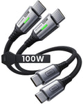INIU USB C Cable, [1ft+1ft] 100W PD Fast Charging USB C to USB C Cable