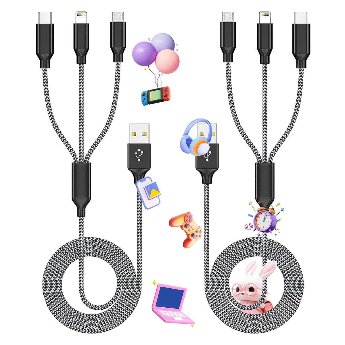 Travel Essentials Multi Charging Cable, 3 in 1 Universal Phone Charger Cord