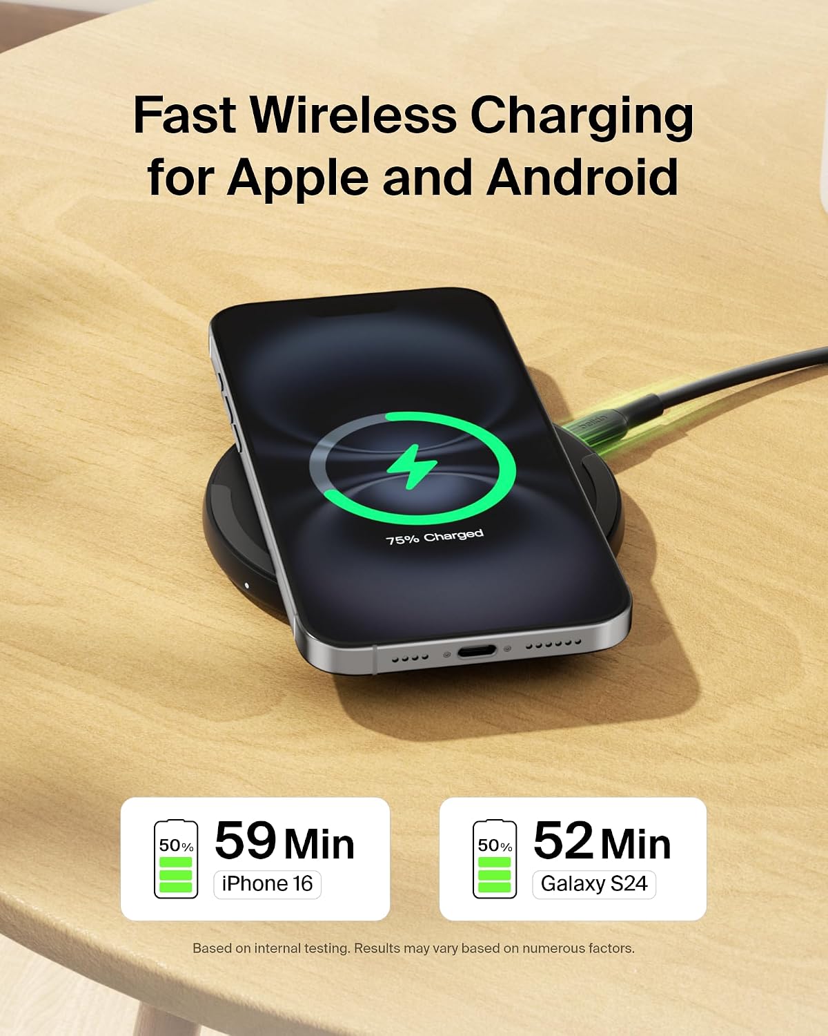 Belkin 15W Wireless Charging Pad with 5ft Cable
