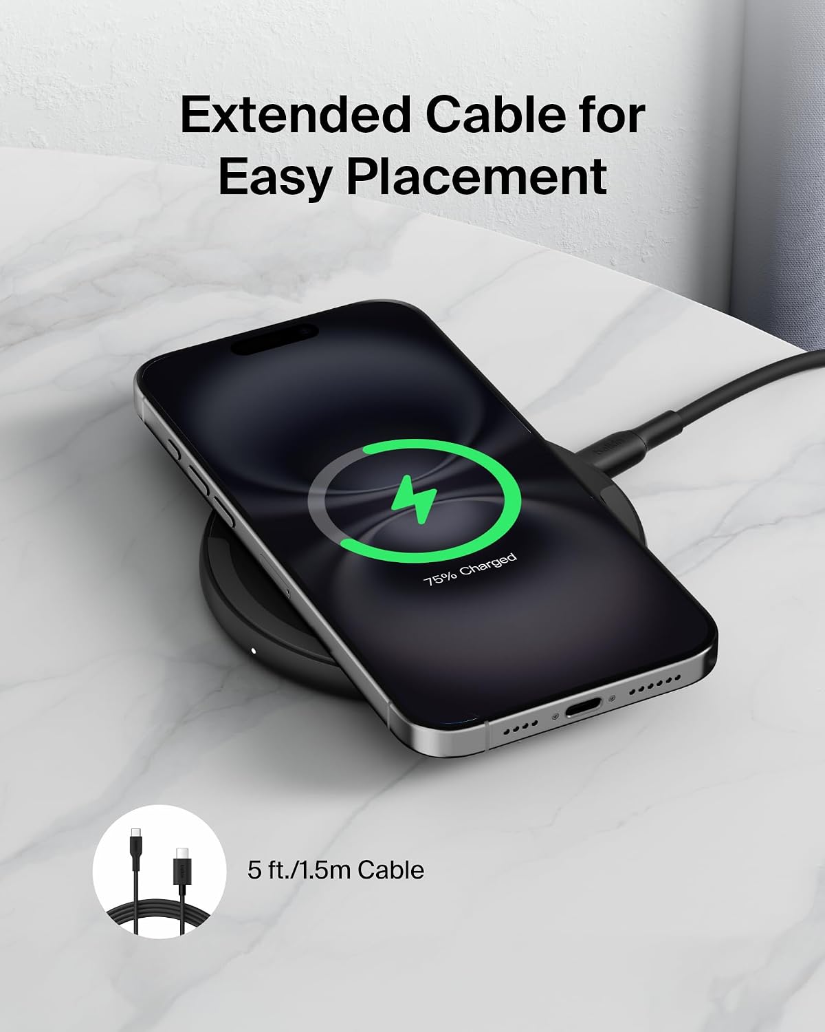 Belkin 15W Wireless Charging Pad with 5ft Cable