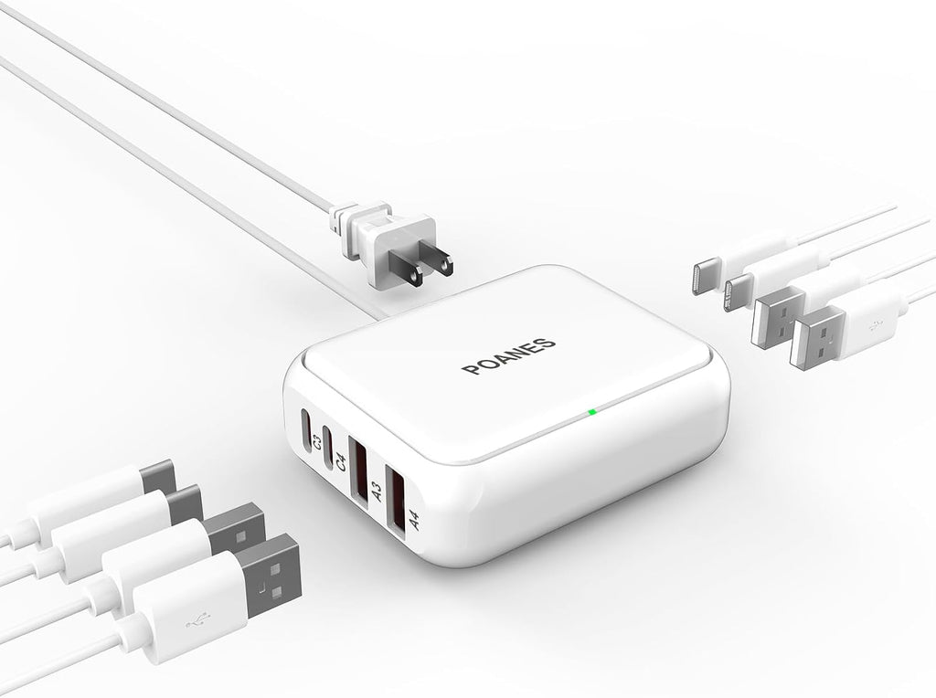 8-Port Travel USB Charger Station, Multi-Port USB C Charger
