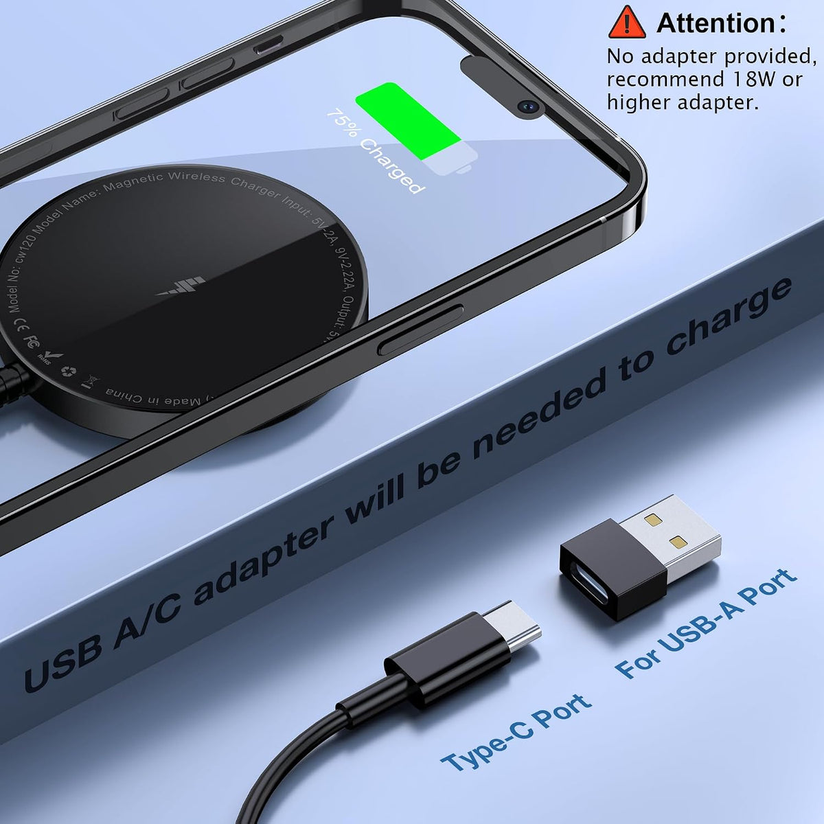 Magnetic Wireless Charger for iPhone, 15W Fast Charging Pad