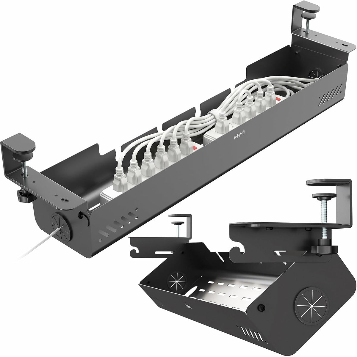 VIVO No Drill 35 Inch Under-Desk Cable Management Box with Flip-Open Lid