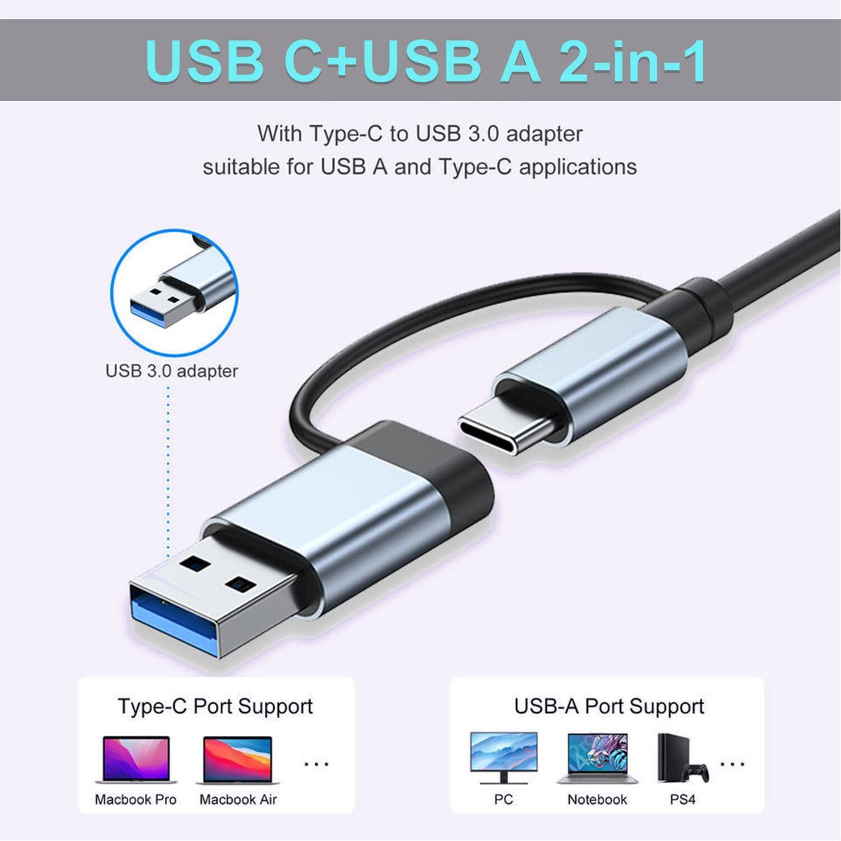 VIENON USB Hub 7-in-1, Aluminum USB C Multiport Adapter
