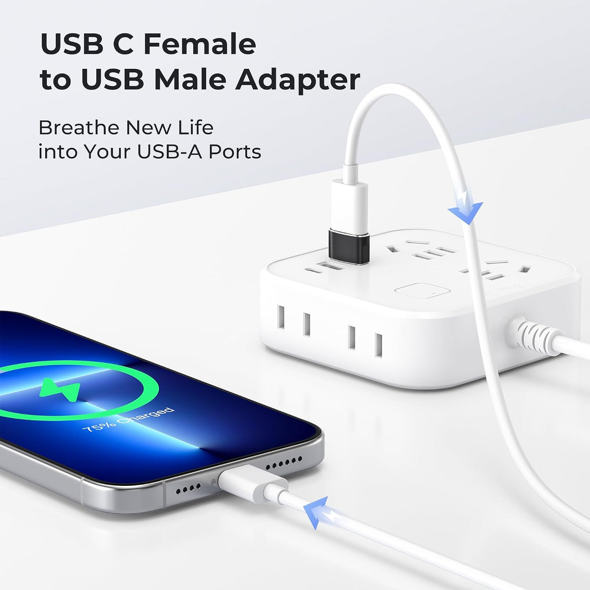 Basesailor USB A to USB C Adapter 4Pack, Type C to USB Charger Converter