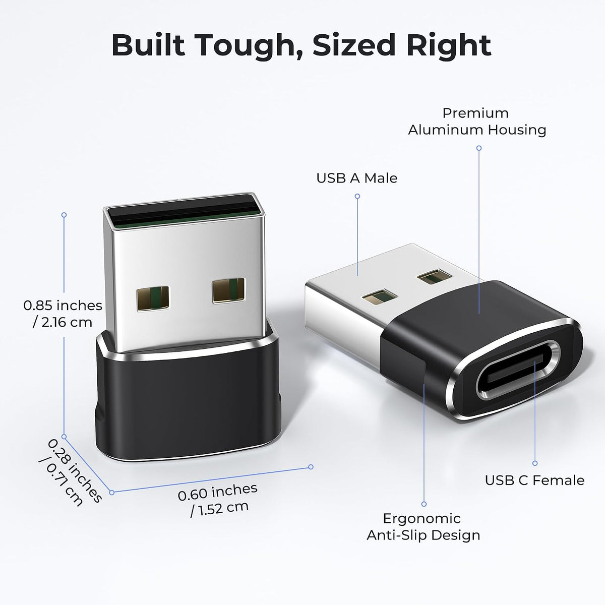 Basesailor USB A to USB C Adapter 4Pack, Type C to USB Charger Converter