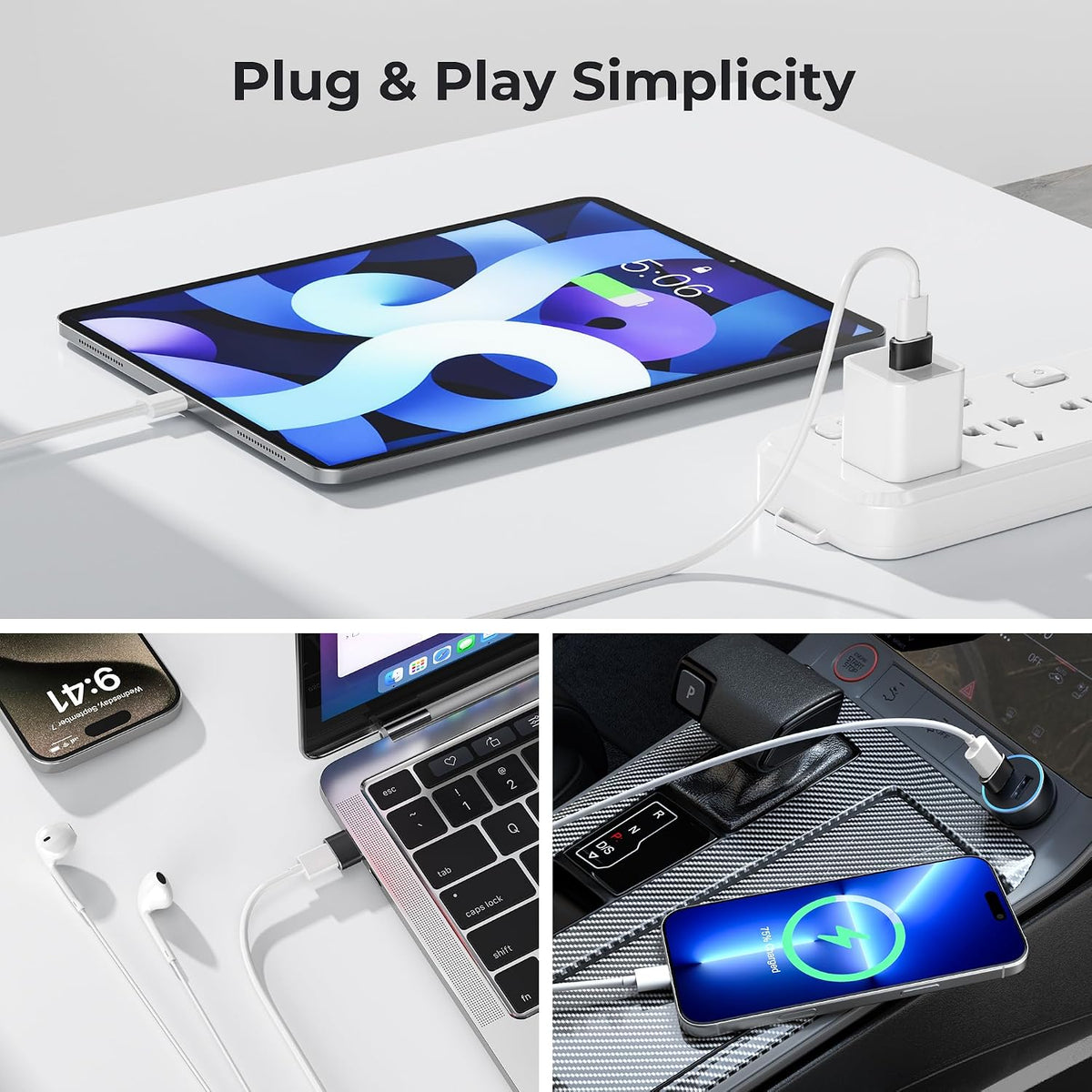 Basesailor USB A to USB C Adapter 4Pack, Type C to USB Charger Converter